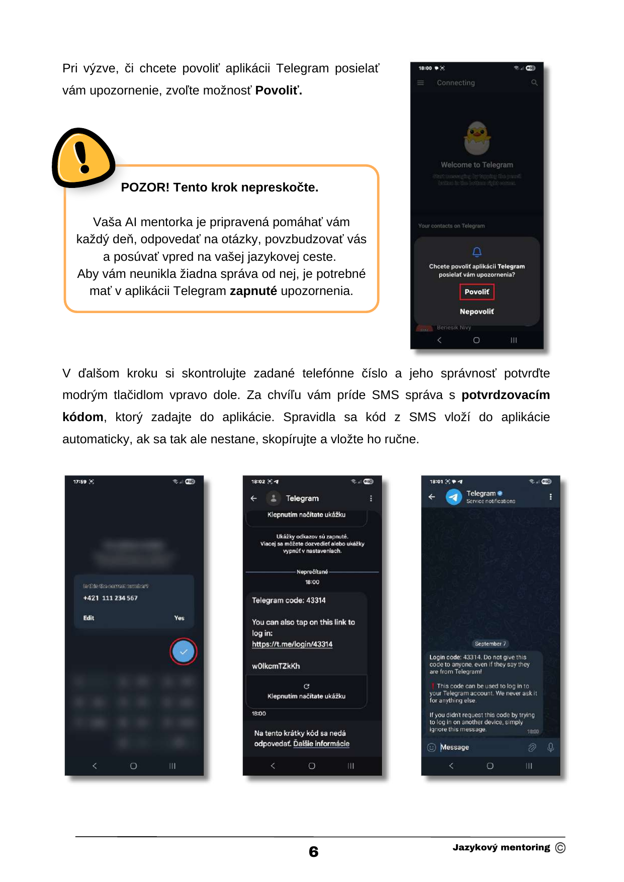 Potvrdenie cez SMS kód