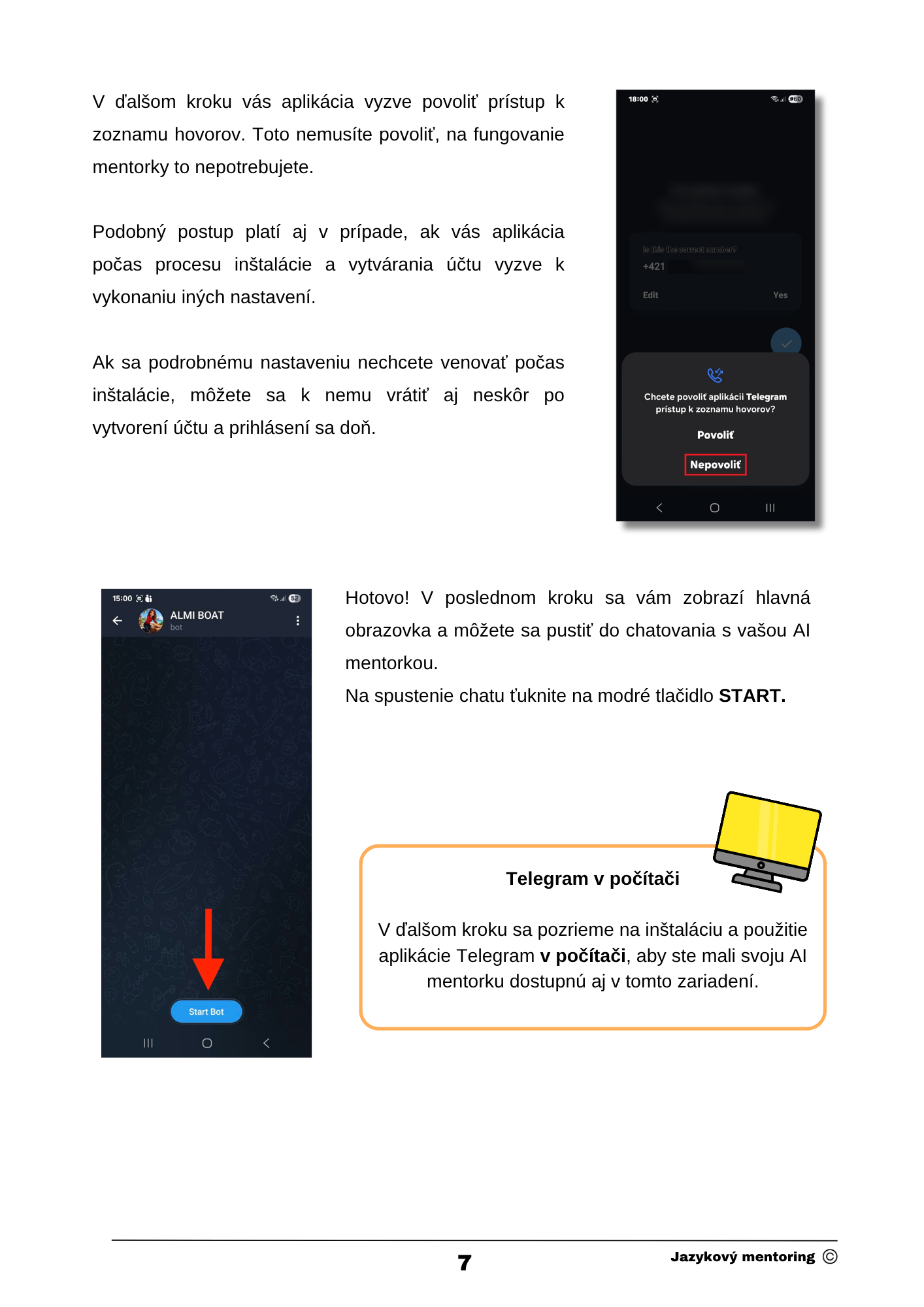 Spustenie chatu s ALMI